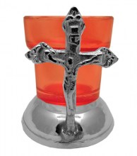 ΓΥΑΛΙΝΗ ΚΟΚΚΙΝΗ ΕΠΙΤΡΑΠΕΖΙΑ ΚΑΝΤΗΛΑ ΜΕ ΑΣΗΜΕΝΙΑ ΒΑΣΗ ΚΩΔ. 5359