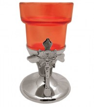 ΓΥΑΛΙΝΗ ΚΟΚΚΙΝΗ ΕΠΙΤΡΑΠΕΖΙΑ ΚΑΝΤΗΛΑ ΜΕ ΑΣΗΜΕΝΙΑ ΒΑΣΗ ΚΩΔ. 6359